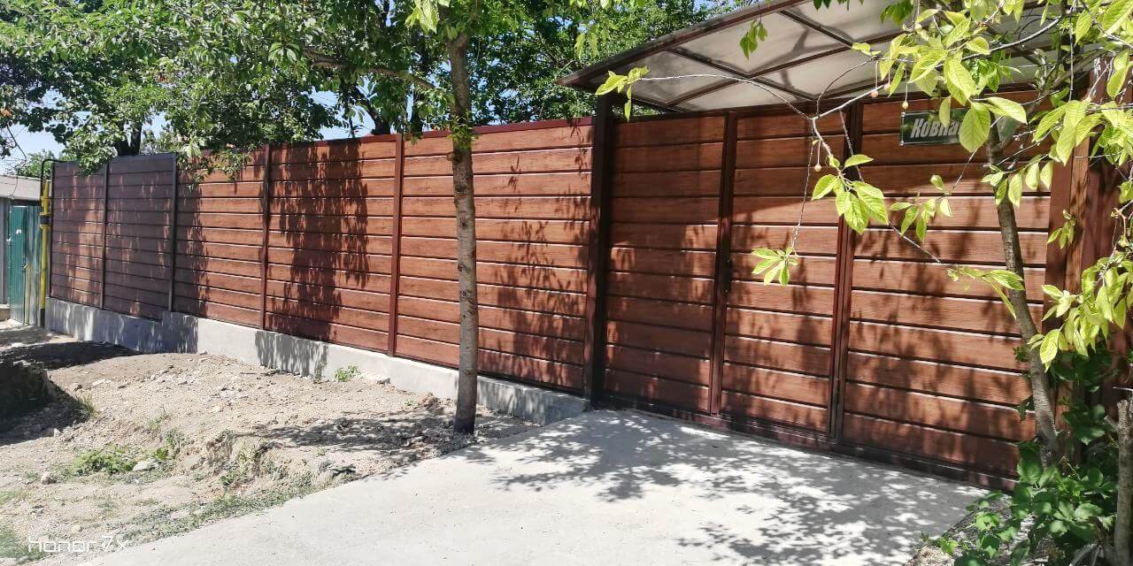 Забор из металлосайдинга ЕВРО-БРУС Каштан фото4 в Шымкенте