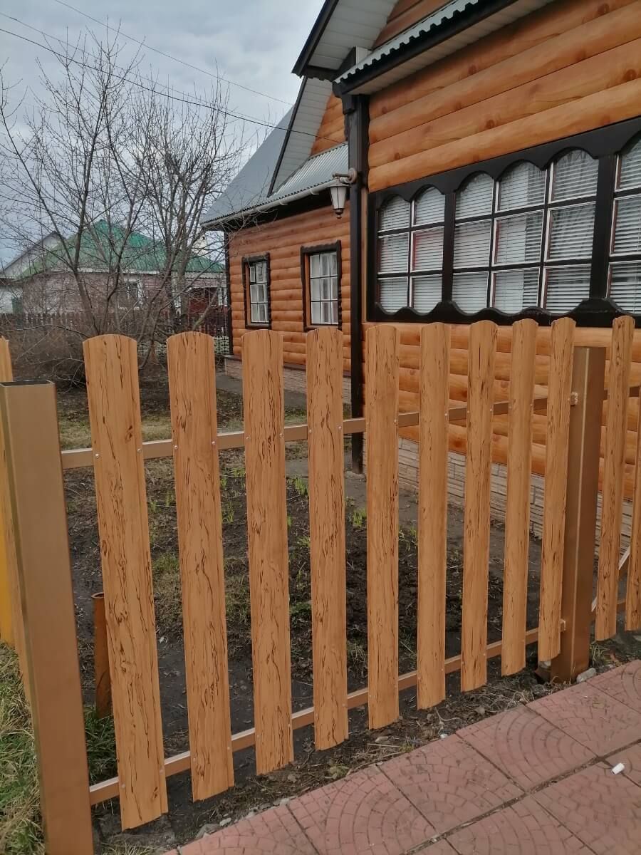 Забор из металлического штакетника 19м Кипарис 2xPrintech двусторонний в Шымкенте