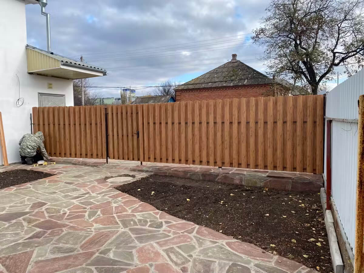 Забор из евроштакетника 7м Кипарис 2хPrintech двусторонний в Шымкенте